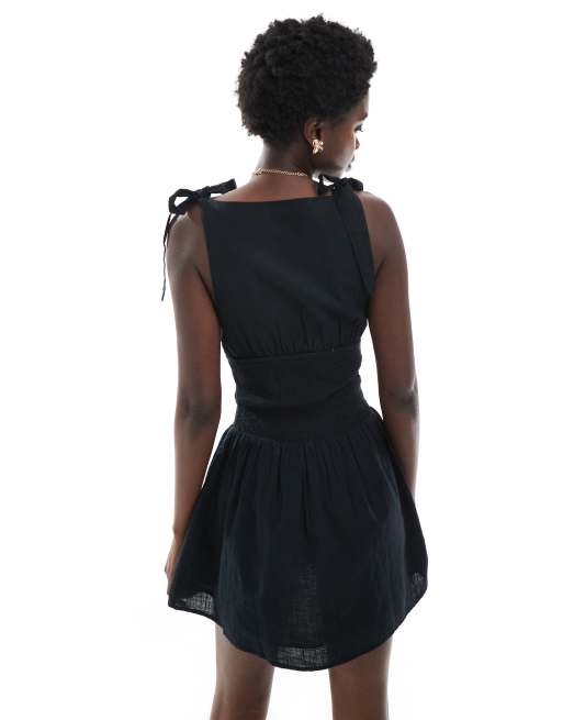 Cotton On - Lola - Vestito corto nero con spalline allacciate, 4 di 4