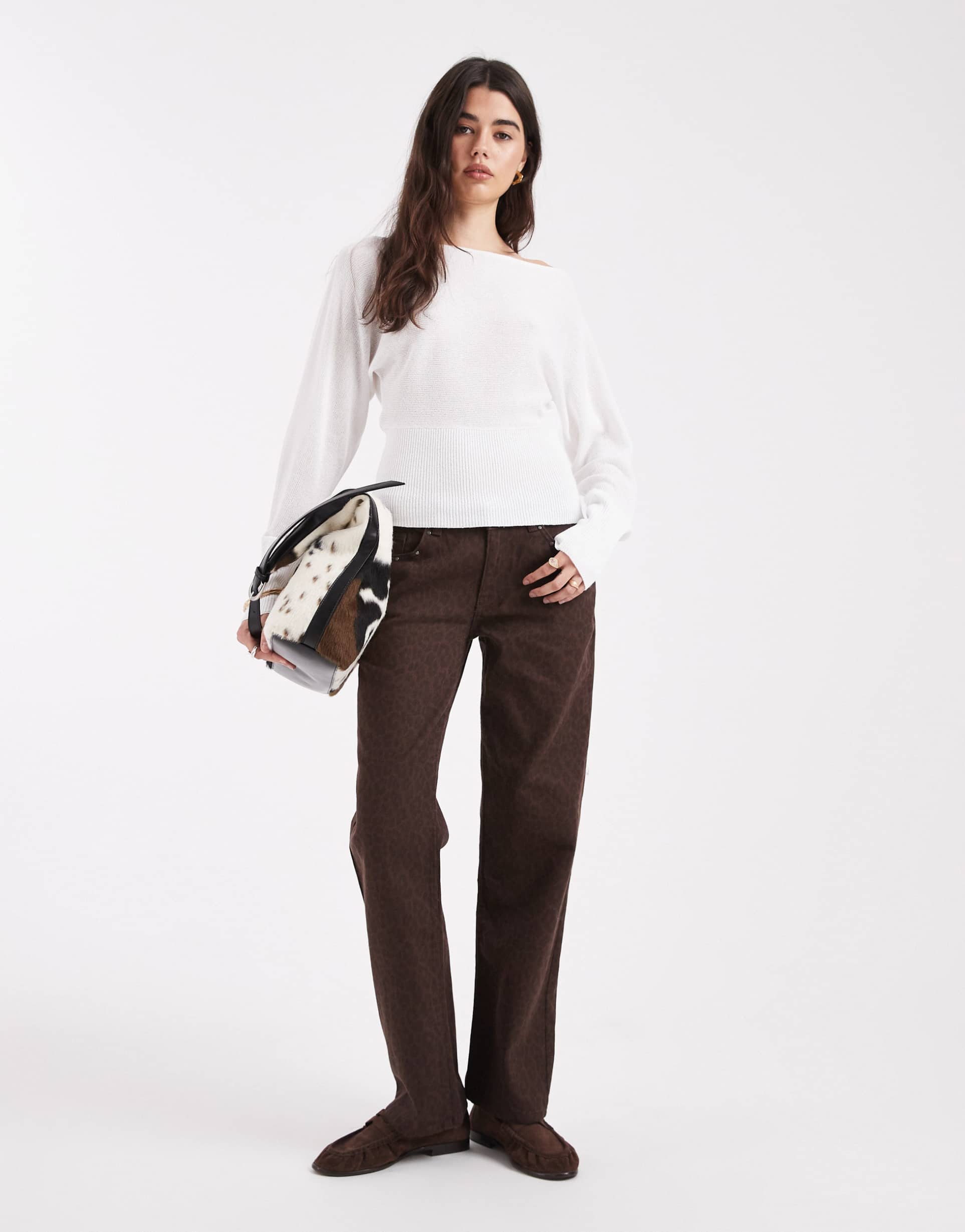 cotton on long sleeve cotton batwing knit in white