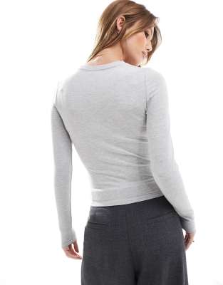 Cotton:on Cotton On Long Sleeve Crew Top In Gray