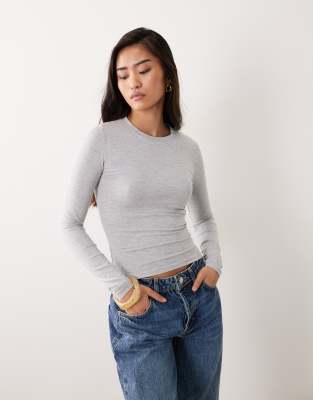 Cotton:On Cotton On long sleeve crew top in grey