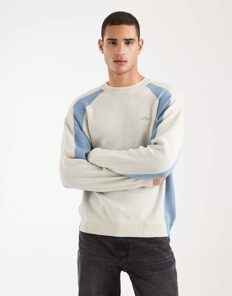 Cotton On long sleeve paneled crew neck T-shirt in blue - view 1