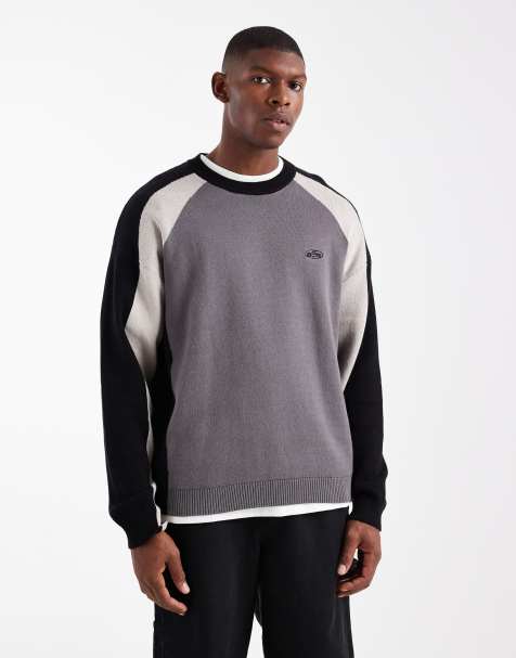 Cotton On long sleeve panelled crew t-shirt in black