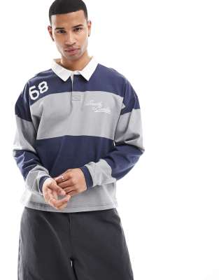 Cotton:on Cotton On Long Sleeve Rugby Polo Shirt In Navy