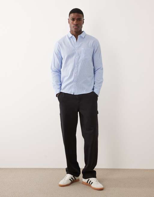Cotton On long sleeve shirt in textured blue stripe, 3 of 5