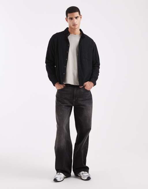 Cotton On long sleeve shirt in washed black, 2 of 5