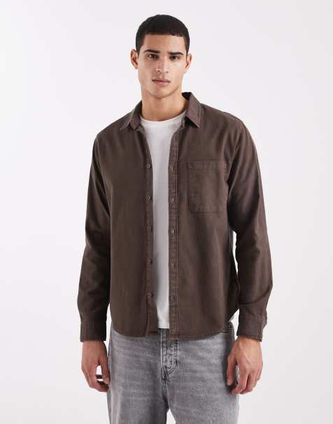 Cotton On long sleeve shirt in washed chocolate - view 1