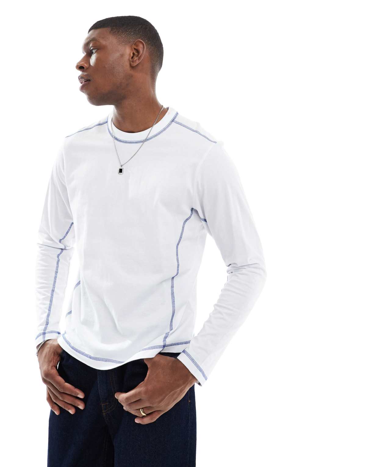 Cotton On long sleeve top with contrast seams in white