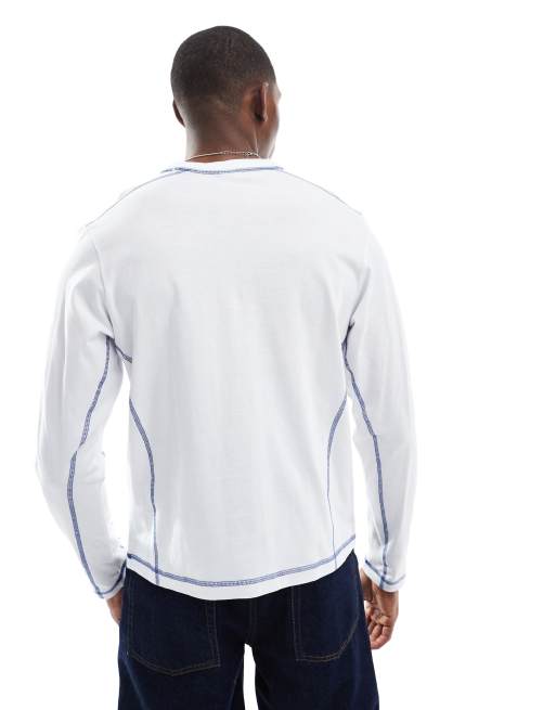 Cotton On long sleeve top with contrast seams in white