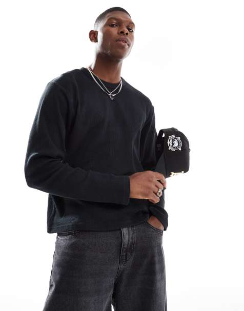 Cotton On long sleeve waffle t-shirt in black - view 1