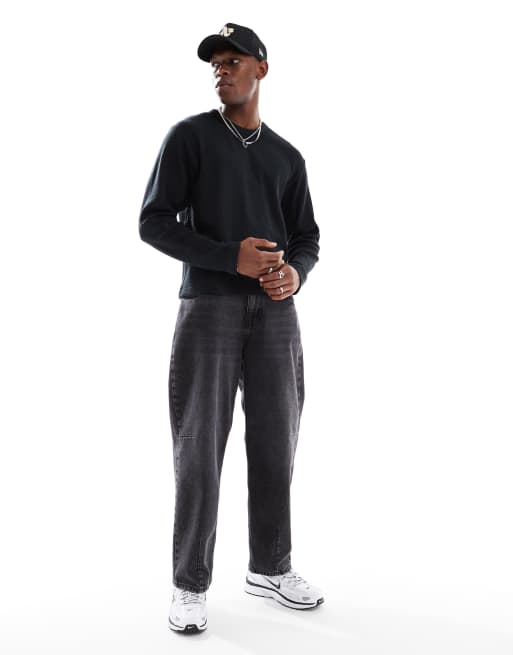 Cotton On long sleeve waffle T-shirt in black, 4 of 4