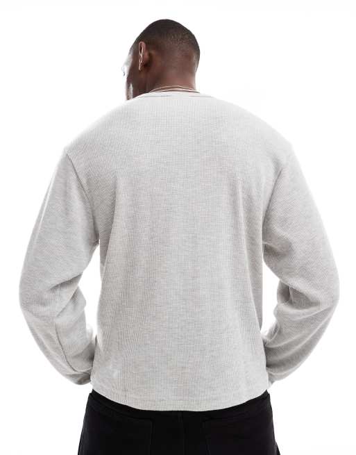 Cotton On long sleeve waffle T-shirt in gray