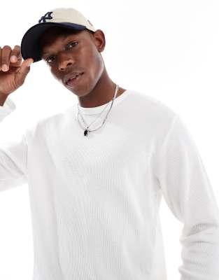 Cotton:on Cotton On Long Sleeve Waffle T-shirt In White