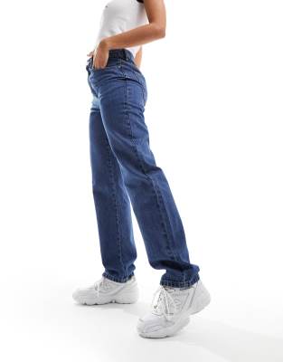 Shop Cotton:on Cotton On Long Straight Leg Jeans In Blue Denim