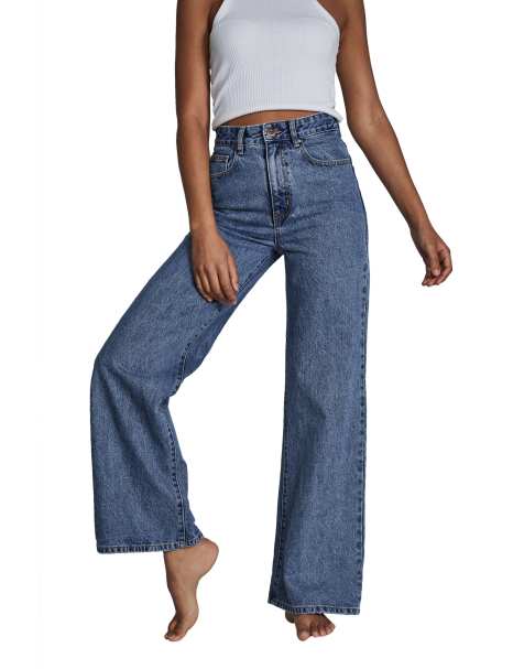 Cotton On long wide leg jeans in dark wash blue (part of a set) - view 1