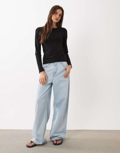 Cotton On longline crew long sleeve in black, 3 of 4