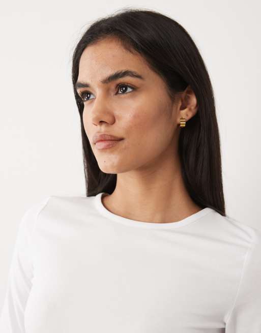 Cotton On longline crew long sleeve in white, 3 of 4