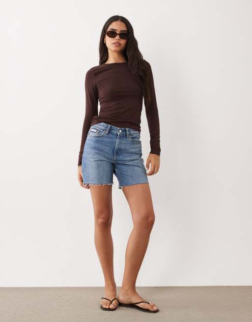 Cotton On longline crew long sleeve top in dark oak, 4 of 4