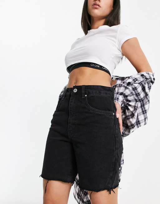 Black denim clearance bermuda shorts