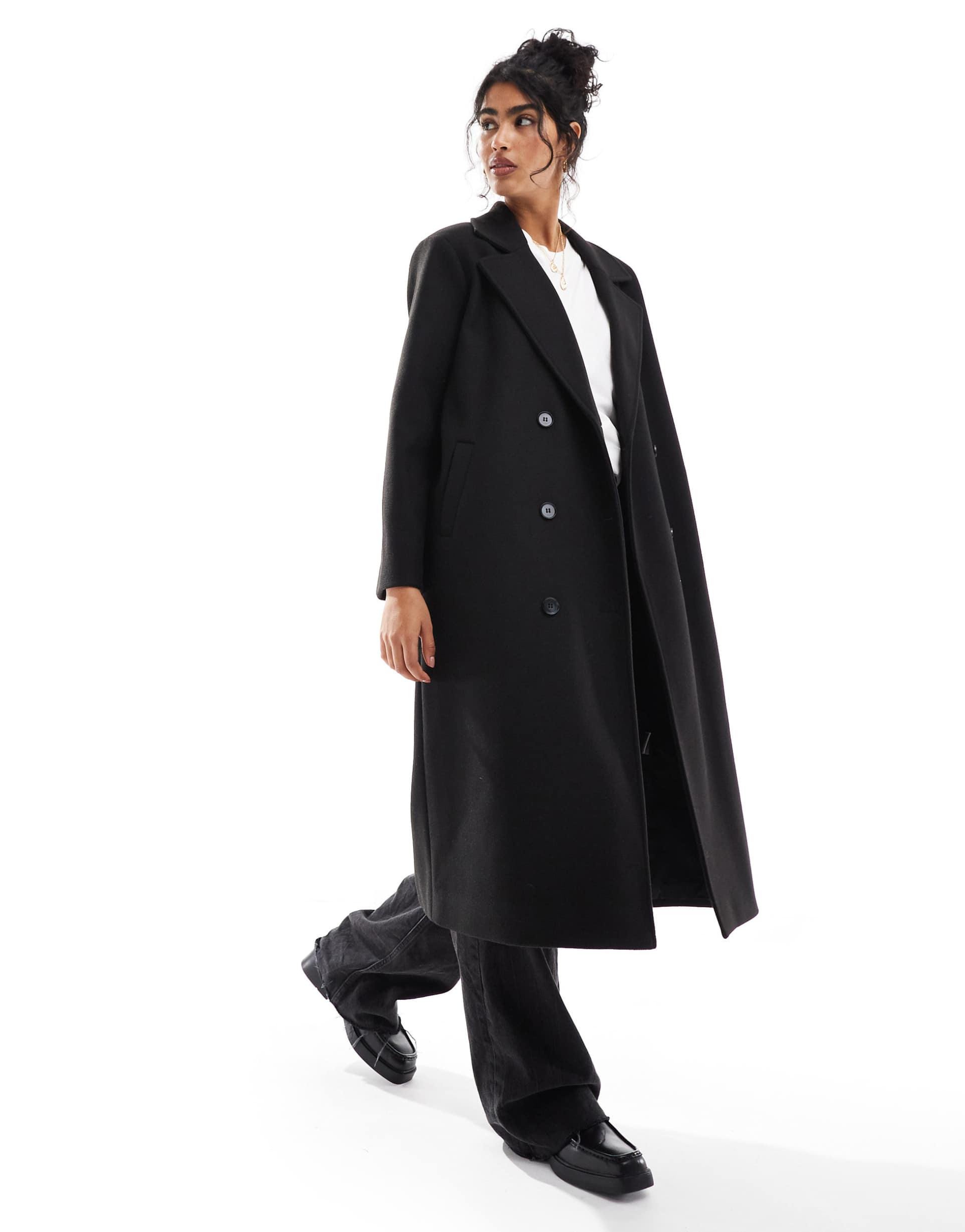 cotton on longline harrison coat in black