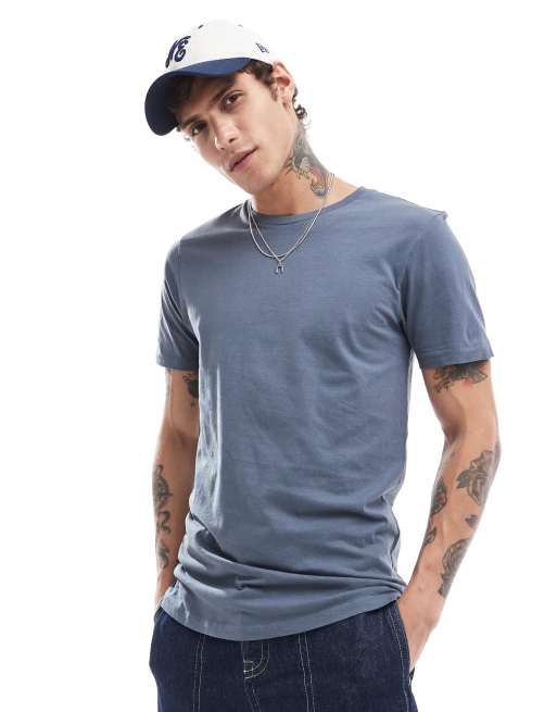 Cotton On Longline t-shirt in blue - MBLUE