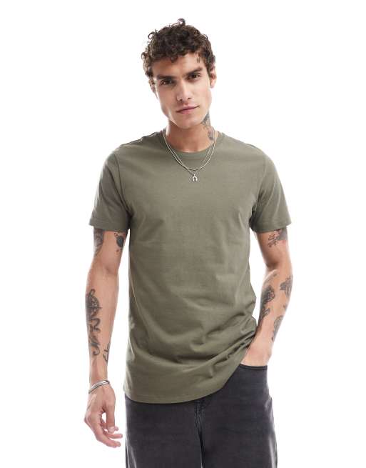 Cotton On Longline t-shirt in khaki - KHAKI