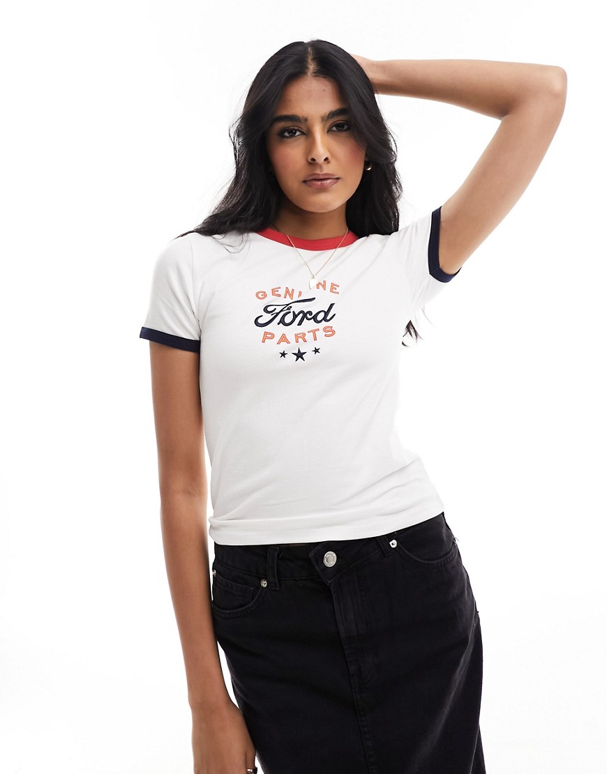 Cotton On longline vintage Ford graphic t-shirt-White