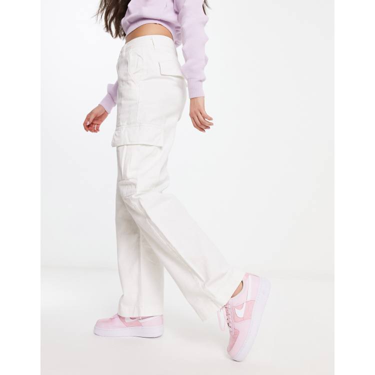 Organic cotton cargo trousers Woman, White