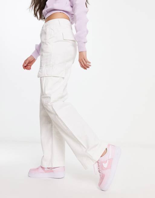 Womens white best sale cotton cargo pants