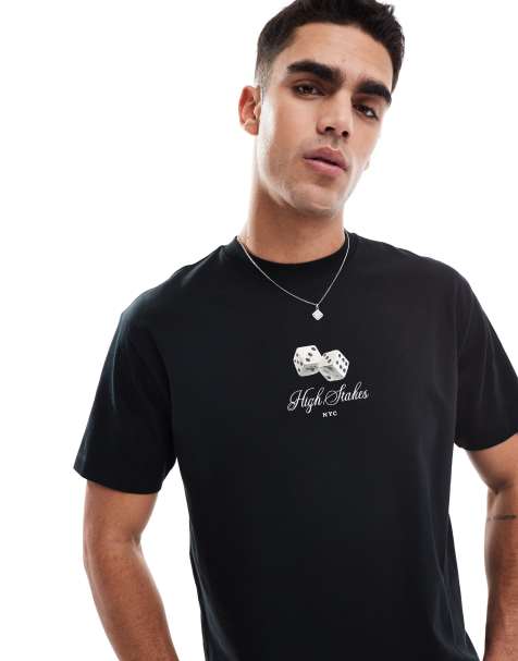 Cotton On loose fit art t-shirt with dice graphic in black - view 1