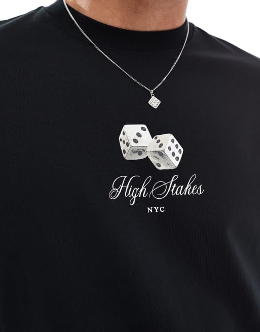 Cotton On loose fit art t-shirt with dice graphic in black, 3 of 4