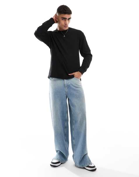 Cotton On loose fit rib long sleeve t-shirt black - view 1