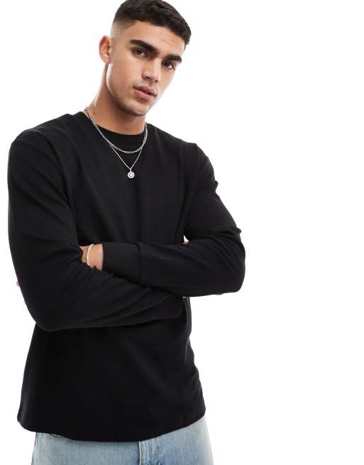 Cotton On loose fit rib long sleeve t-shirt black ASOS