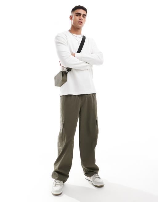 Cotton On loose fit rib long sleeve t-shirt in vintage white, 3 of 4
