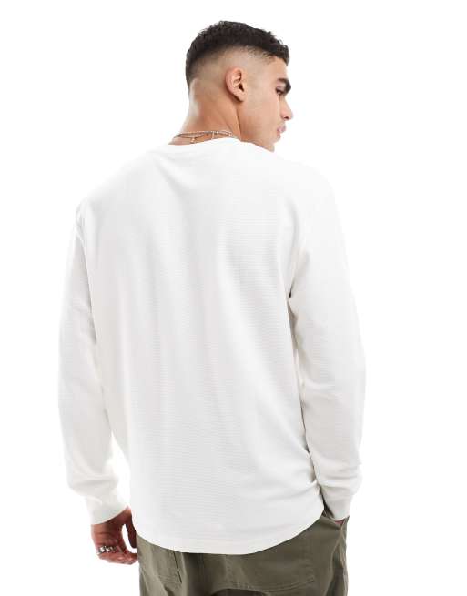 Cotton On loose fit rib long sleeve t-shirt in vintage white, 4 of 4