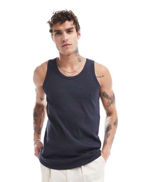 Cotton On Loose fit rib tank in blue - view 1