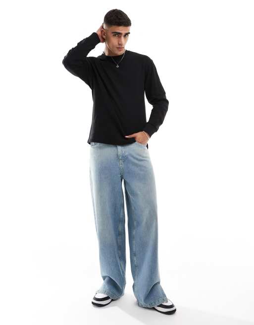 Cotton On loose fit ribbed long sleeve T-shirt black