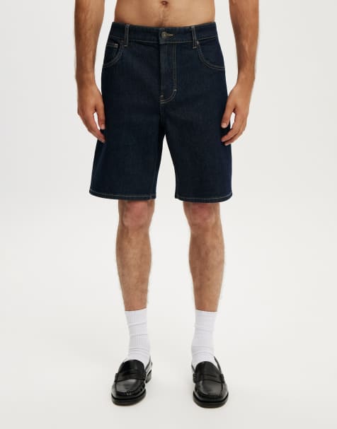 Cotton On Loose straight denim short in dark blue