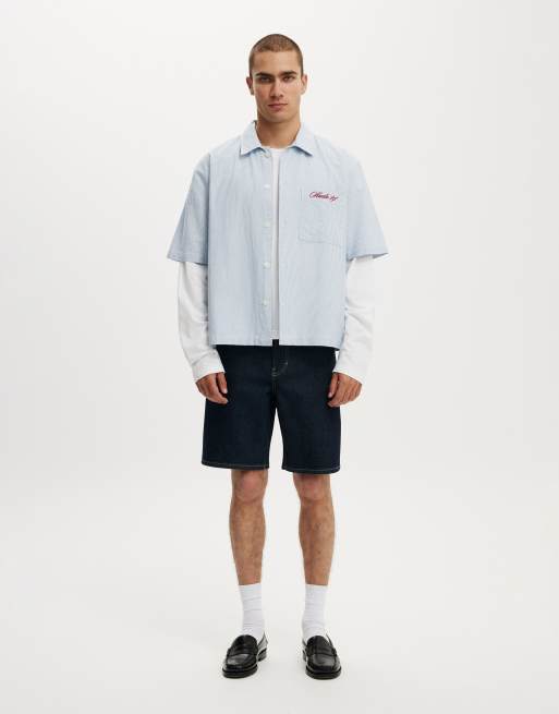 Cotton On Loose straight denim short in dark blue, 4 of 4