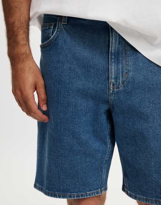 Cotton On Loose straight denim short in mid blue, 4 of 4