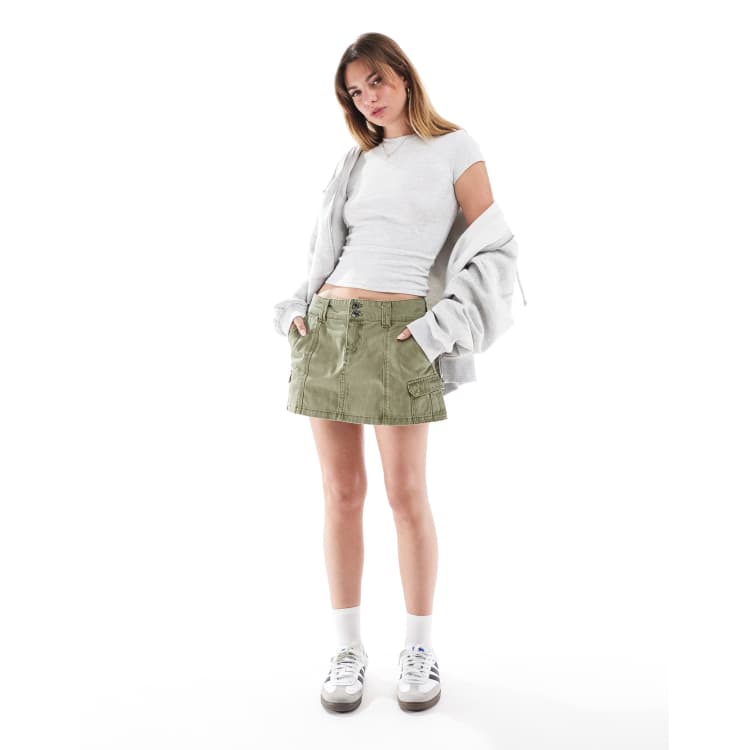 【mnem】Glee Cotton Cargo Skirt Cotton On Lori cargo skirt in washed cactus green | ASOS