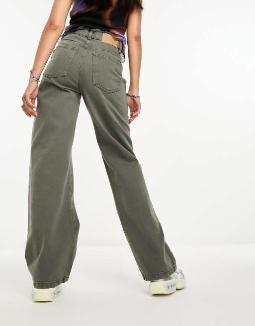 Cotton On - Losse jeans met rechte pijpen in rokerig groen , 5 van 5