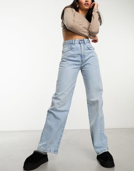 Cotton On - Losse jeans met rechte pijpen in vintage blauw met wassing 