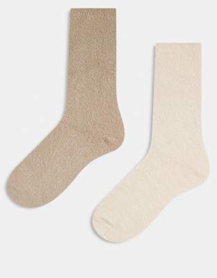 Cotton On - Lot de 2 paires de chaussettes duveteuses - Neutre