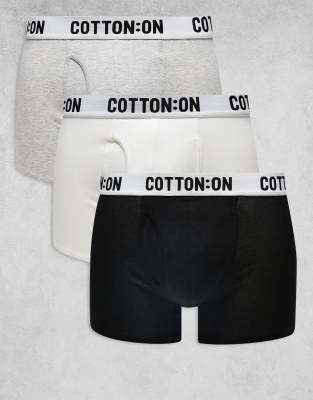 Cotton On - Lot de 3 boxers - Noir/gris/blanc-Multicolore
