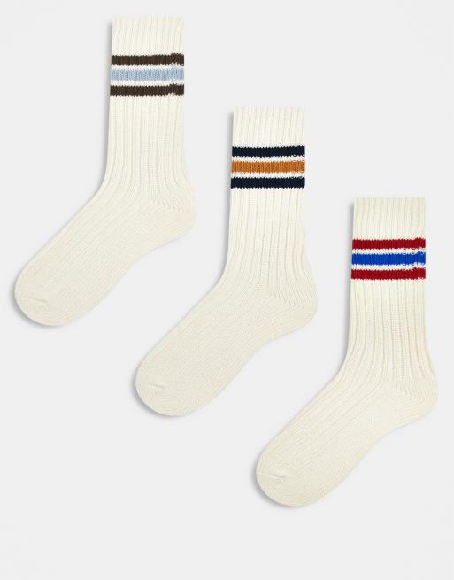 Cotton On - Lot de 3 paires de chaussettes style université - Multicolore