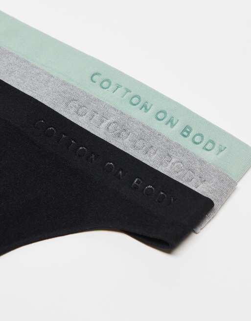 Cotton On - Lot de 3 strings échancrés sans coutures - Gris, menthe et noir, 3 de 3