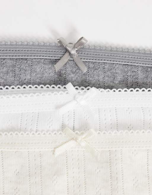 Cotton On - Lot de 3 strings en maille pointelle - Gris, caramel et blanc, 2 de 3