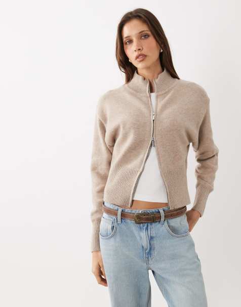 Cotton On – Lotus – Beżowy sweter z suwakiem pod szyją - view 1