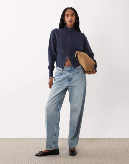 Cotton On lotus cinched zip knit in navy, 2 of 4