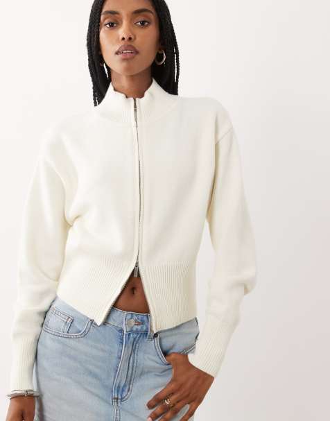 Cotton On lotus cinched zip knit jumper in creme fraiche - view 1